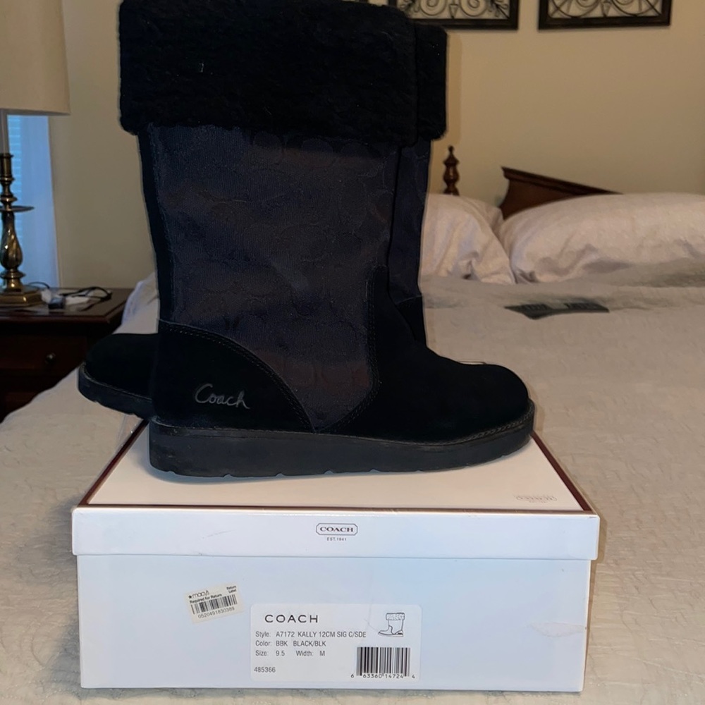 Coach Kelly black snow boots with box and packaging won’t once! Size 9.5